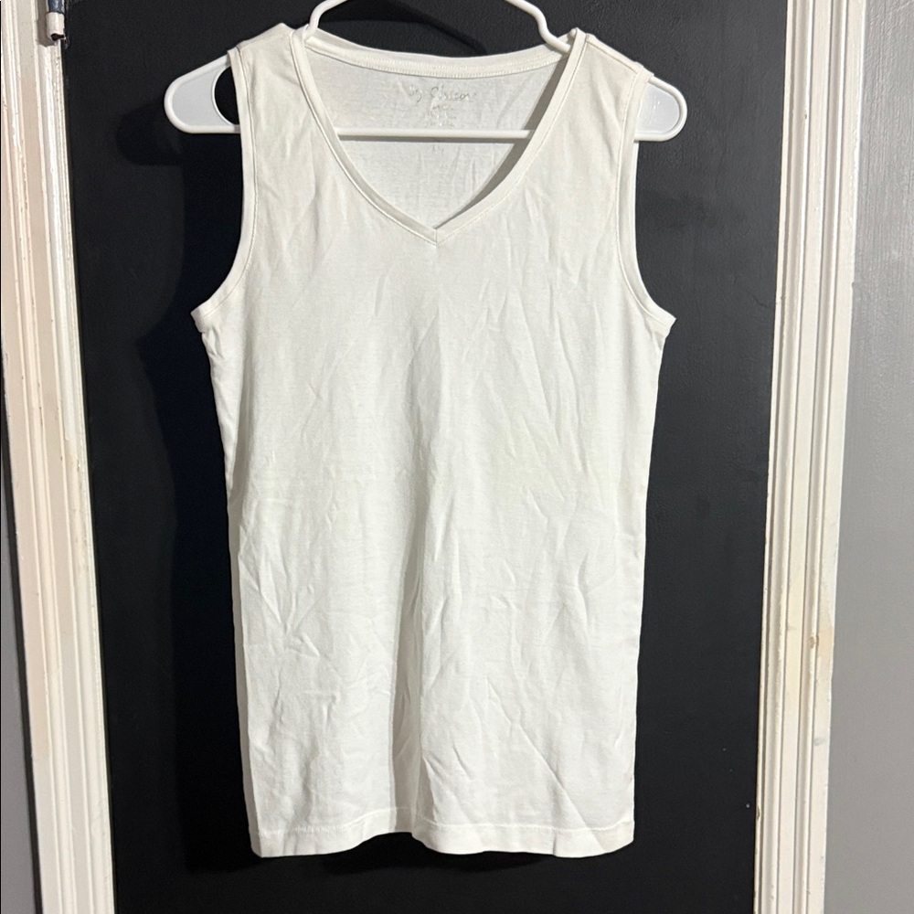Chico’s Cotton V-neck Tank Top Off White Size: 0 (S)